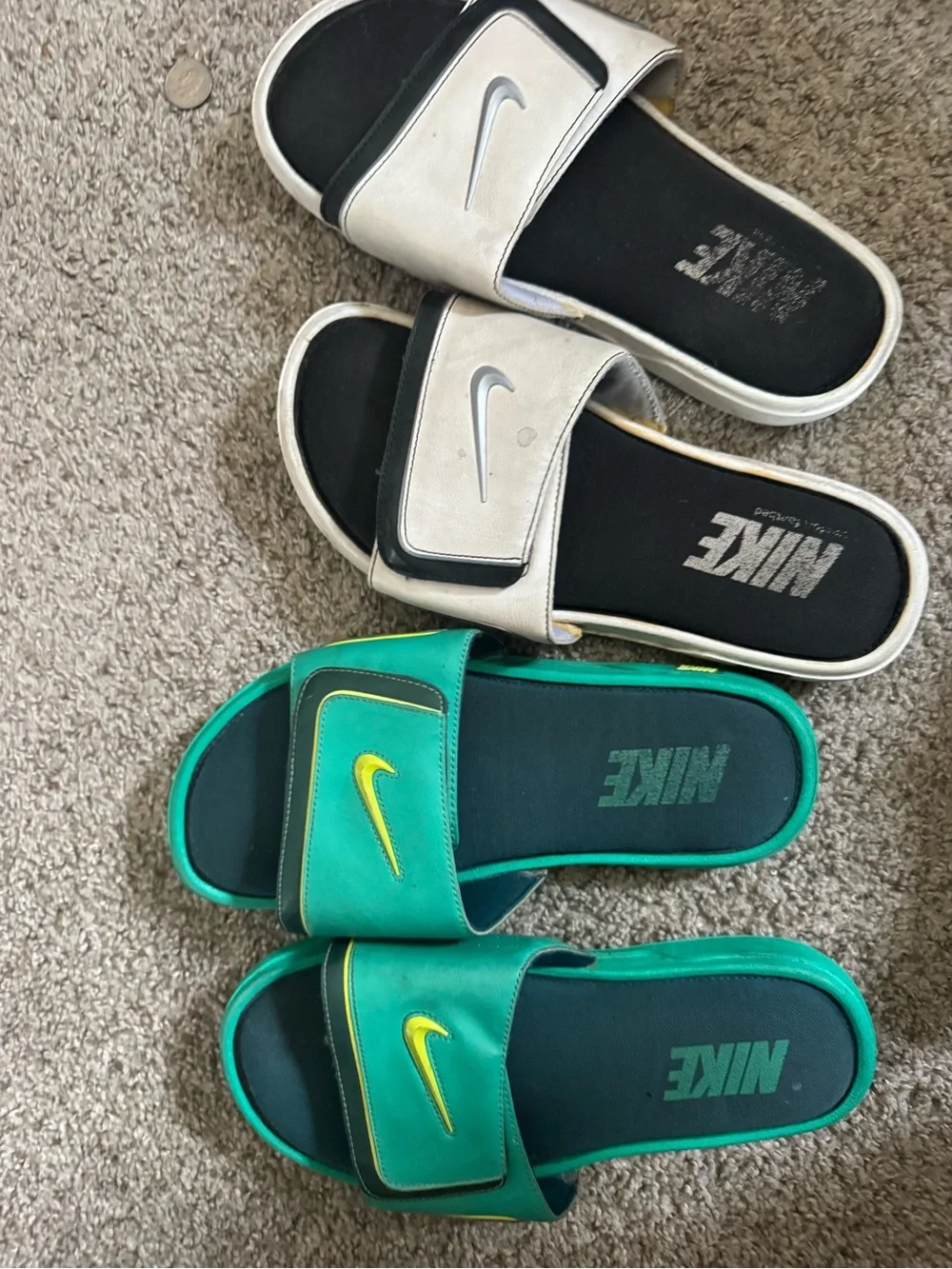 Nike mens Green and Yellow Slide Sandals